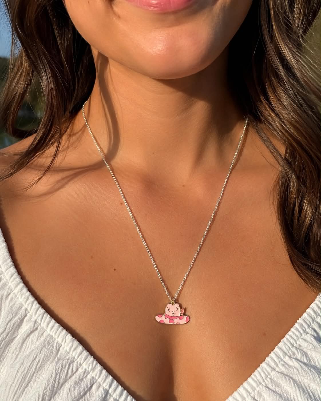 Handmade Necklace | Pink Cowgirl Hat