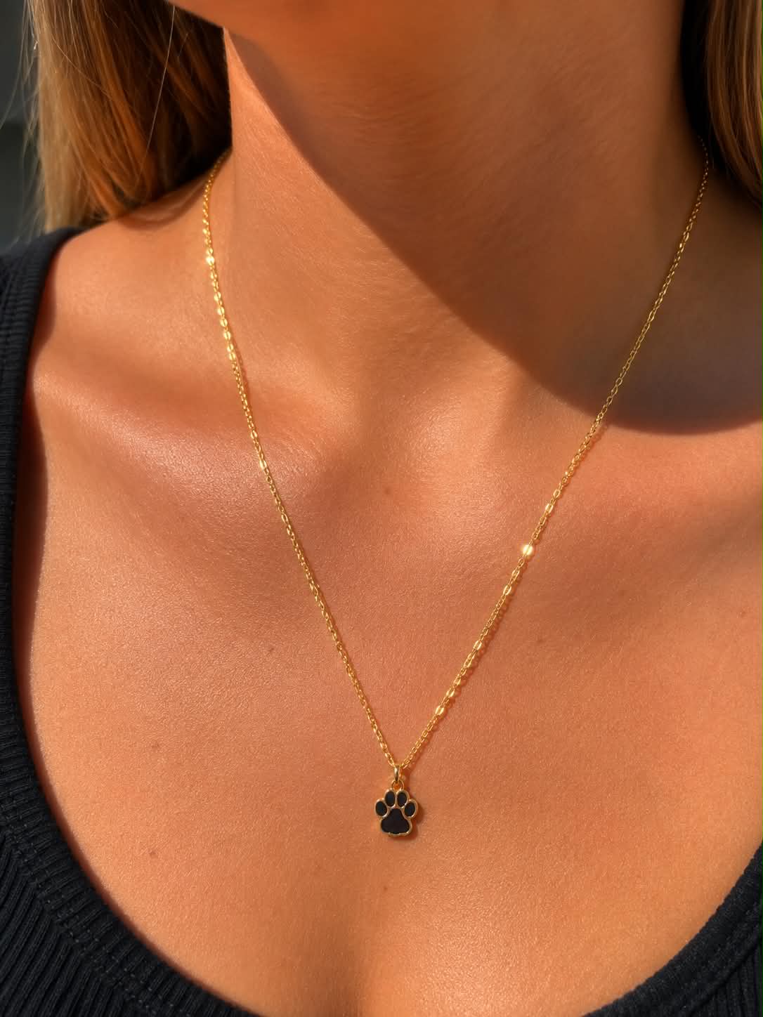 Handmade Necklace | Black Paw Print