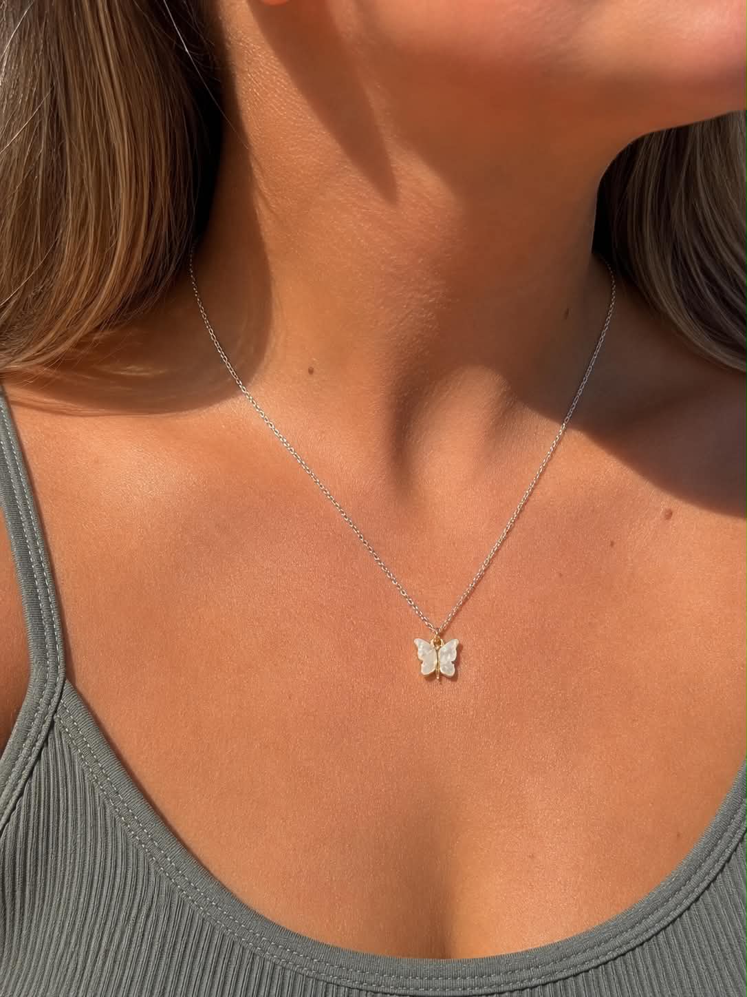 Handmade Necklace | White Butterfly