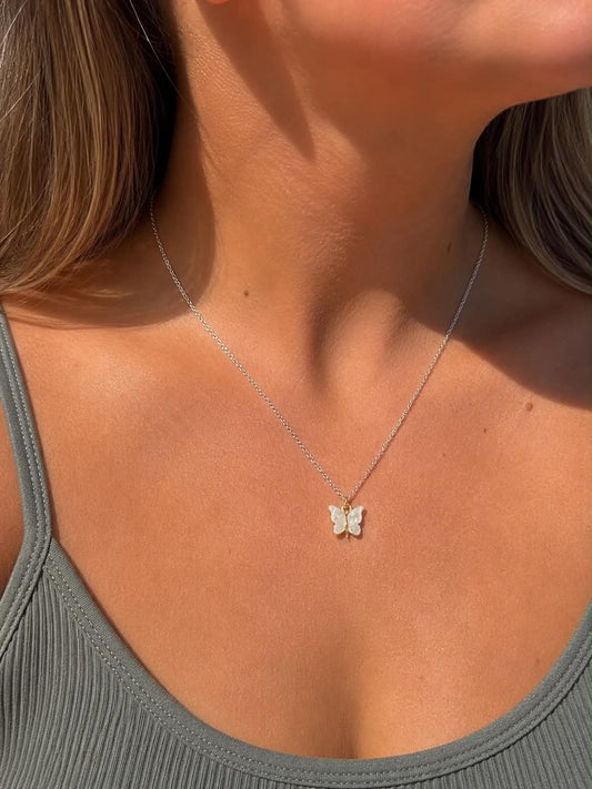 Handmade Necklace | White Butterfly