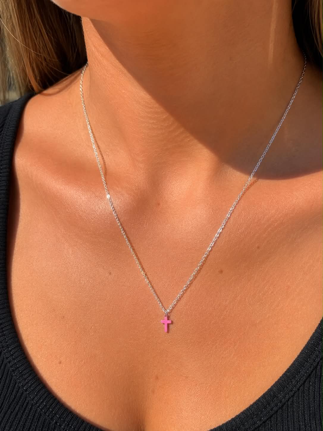 Handmade Necklace | Pink Cross