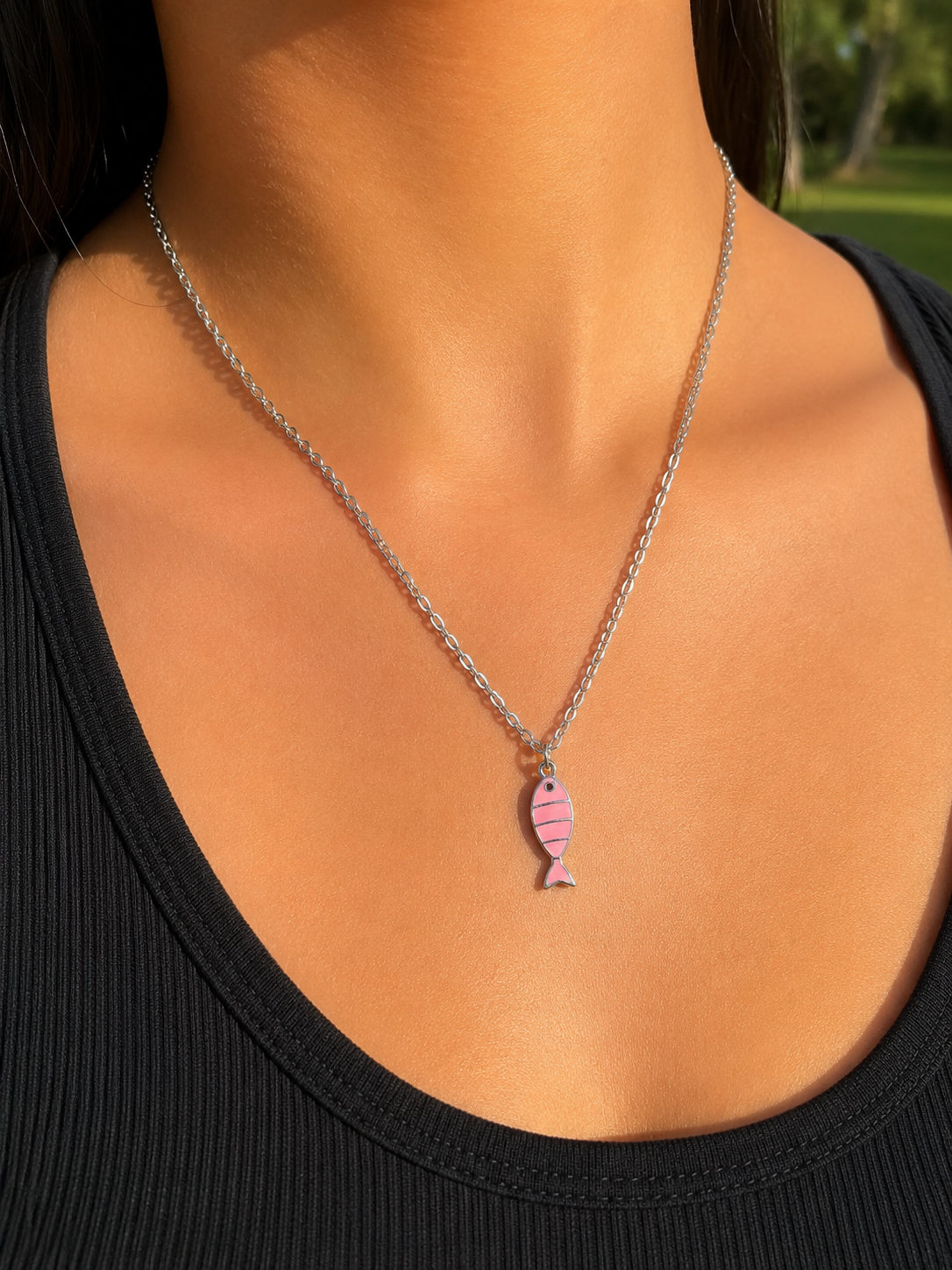 Handmade Necklace | Pink Fish